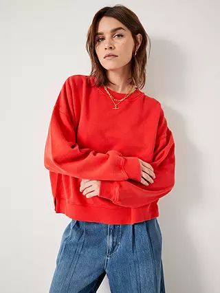 HUSH Rozanne Boxy Sweatshirt, Bright Red | John Lewis (UK)