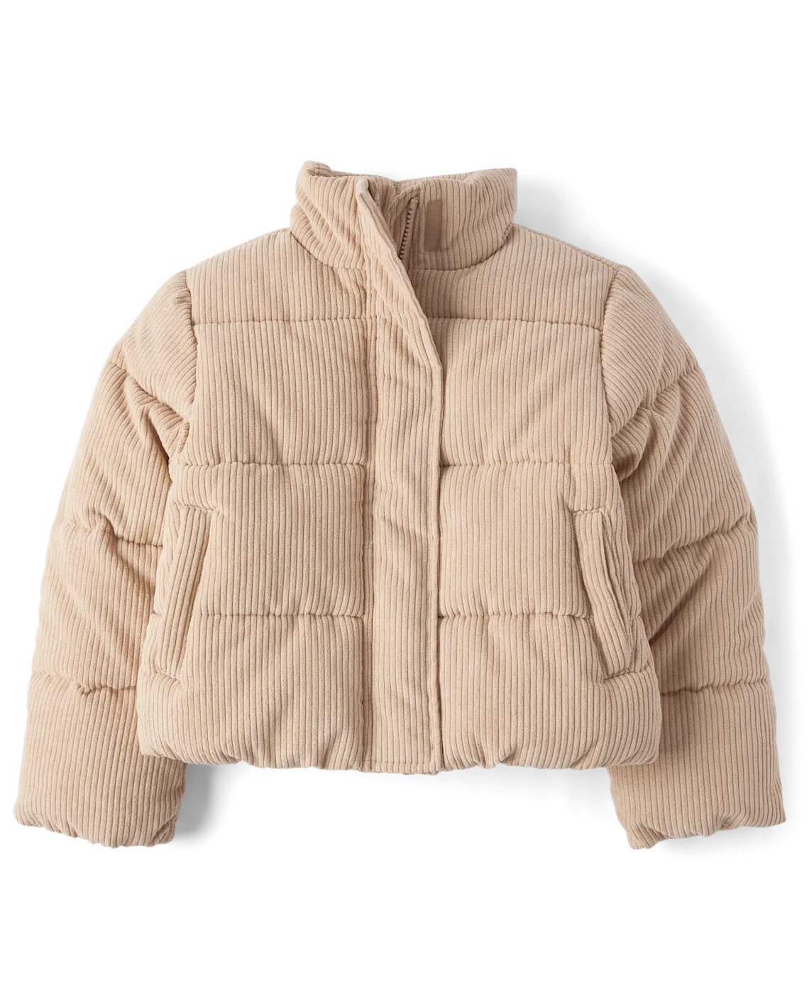 Girls Ribbed Corduroy Microfleece Lined Puffer Jacket - tan | The Children's Place