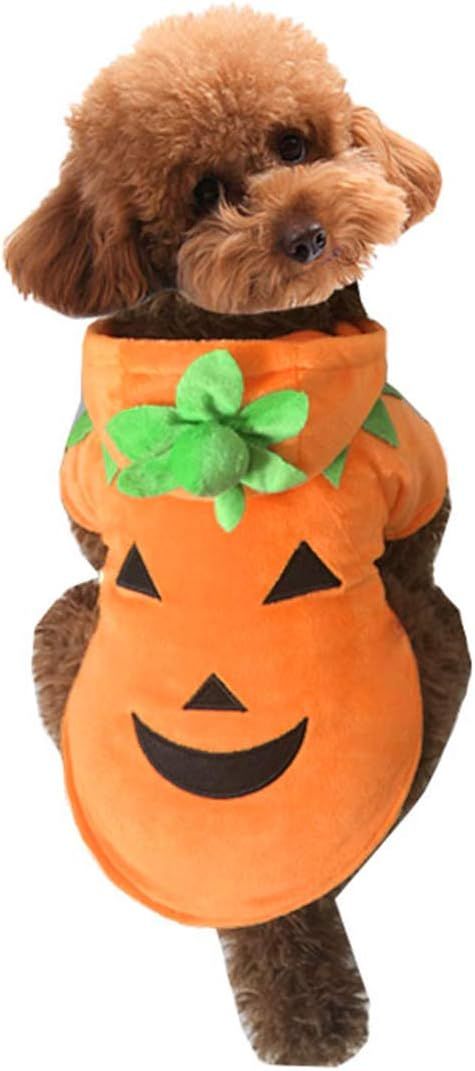 Mogoko Dog Cat Halloween Pumpkin Costume,Pet Cosplay Costumes,Puppy Warm Outfits Fleece Hoodie An... | Amazon (US)