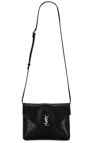 Saint Laurent Envelope Pouch On Strap in Black | FWRD 