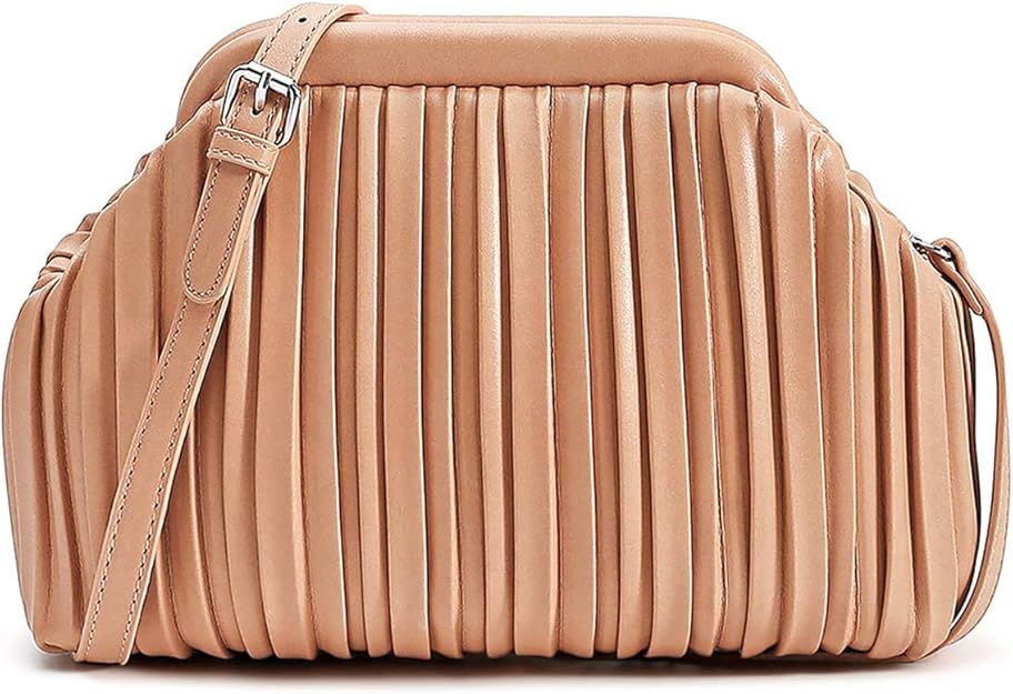 TIJN Clutch Purse for Women Shoulder Handbags Ladies Dumpling Bags Cloud Ruched Design Casual Cro... | Amazon (US)
