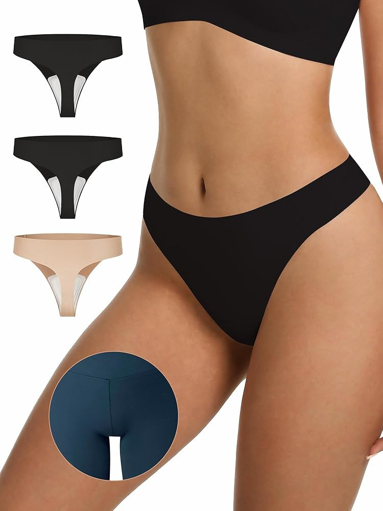 LUCKMEEY Cotton Thongs for Women Seamless Thongs for Women No Show Thong Panty Liners Workout G-S... | Amazon (US)