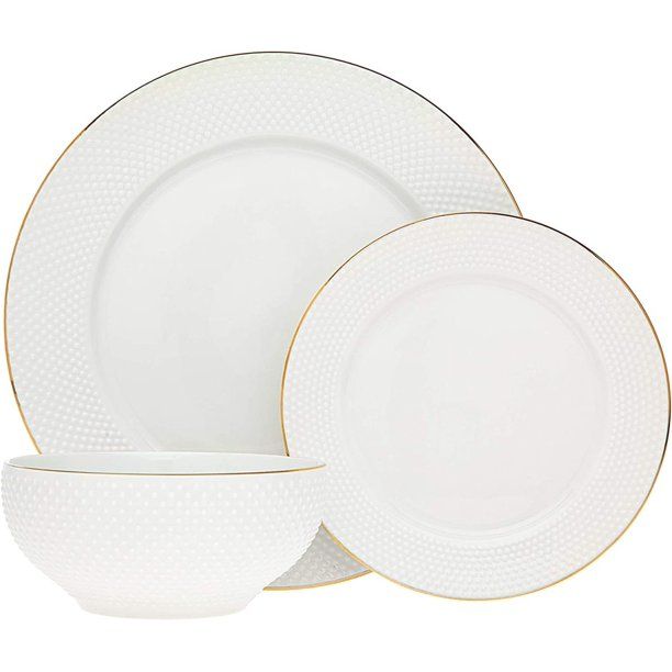 Gold Trimmed 18-Piece Dinnerware Set Coquille by BULYAXIA Service for 6 - Walmart.com | Walmart (US)