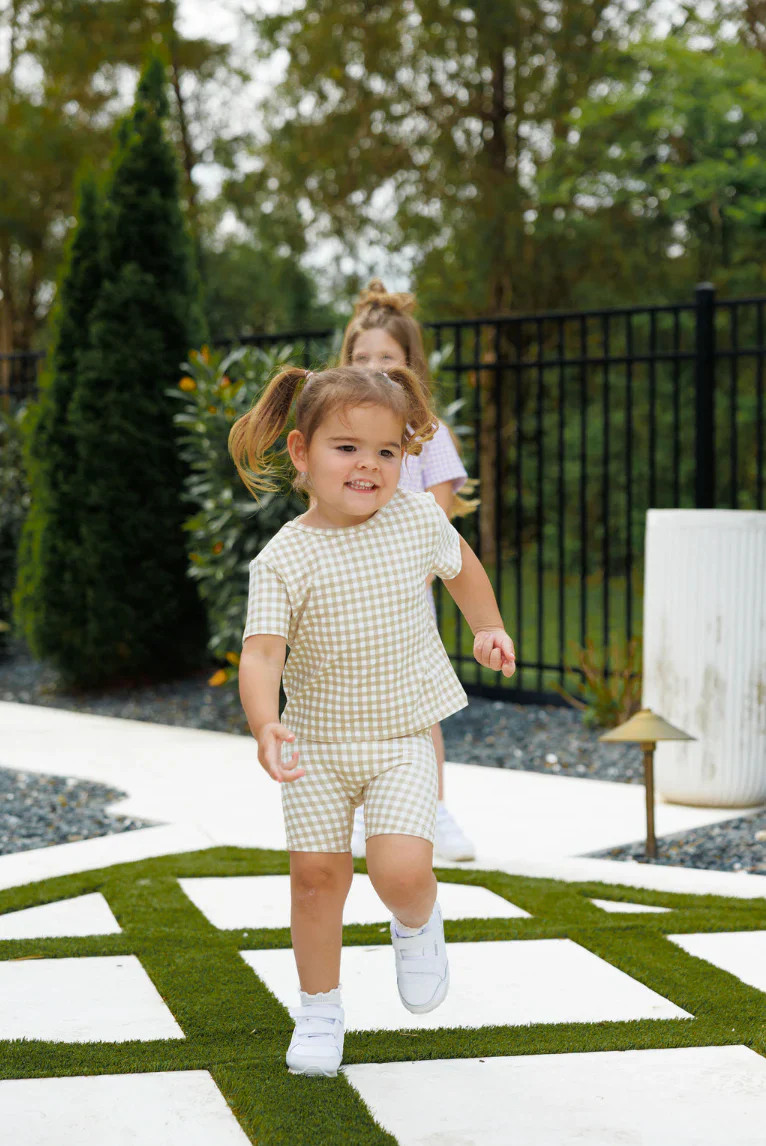 Tied with a Bow Set - Neutral Gingham | Ollie's Day