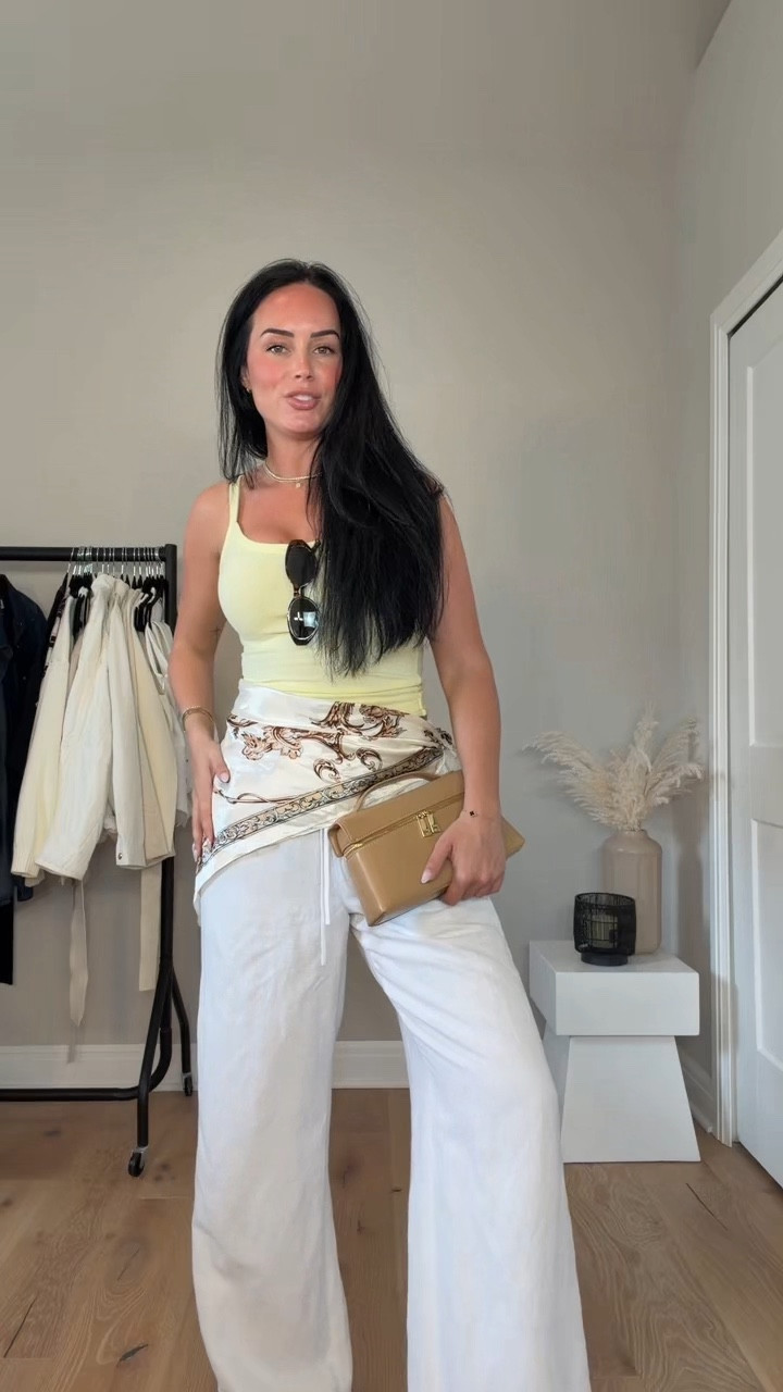 Nothing beats a simple base 🤍 this Aritzia tank and linen pants are a staple, but the accessories are what make it! Wearing a bandana, sunnies, a good bag, and platform sandals to pull it all together 💛

Linked on my LTK ✨
5’7” | 145 lbs | 32DD | size smalls