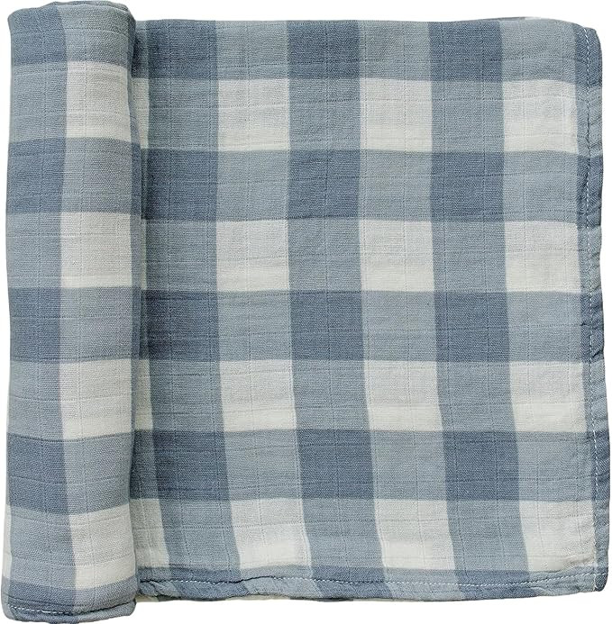 Mebie Baby Dusty Blue Gingham Muslin Swaddle, Modern and Neutral Swaddle Blanket for Baby Girl or... | Amazon (US)