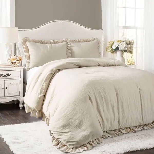 Lush Decor Reyna Ruffled Shabby-chic Comforter Set - Wheat - King | Bed Bath & Beyond