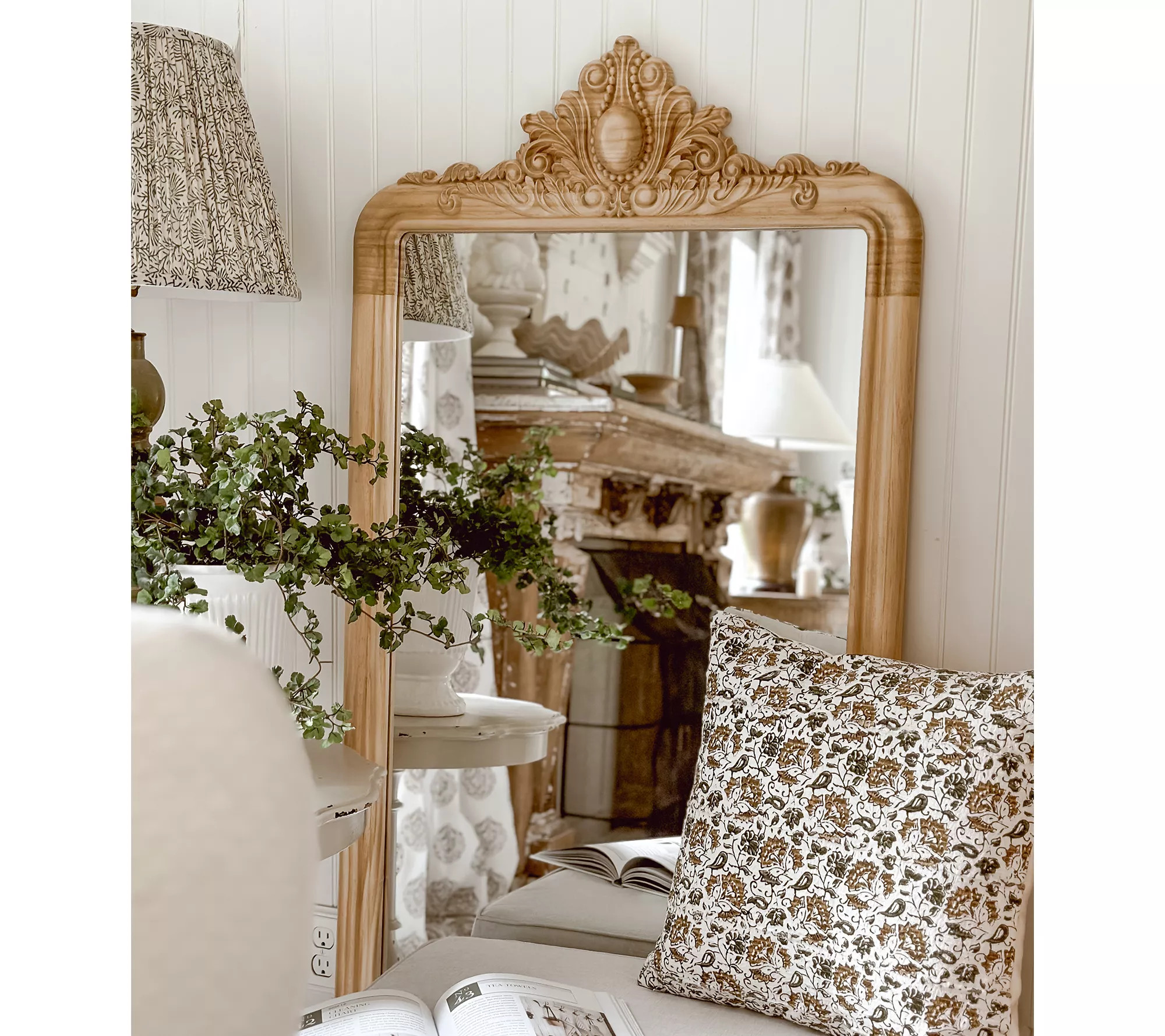 Cozy Cottage by Liz Marie 59" Carved Wood Standing Mirror | QVC