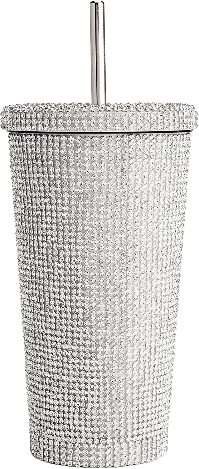 Paris Hilton Diamond Bling Water Tumbler With Lid And Straw, Vacuum Insulated Stainless Steel, Be... | Amazon (US)