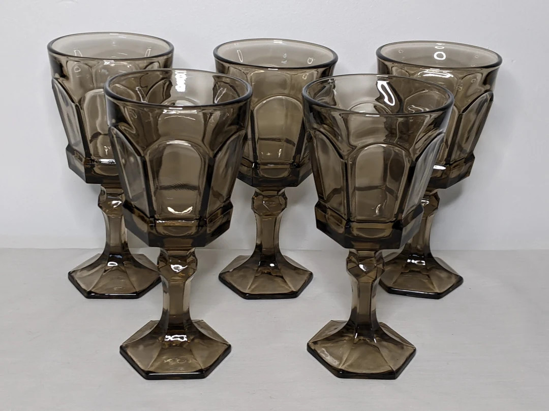 SET of 5 Fostoria Virginia Brown Water Goblets - Etsy | Etsy (US)