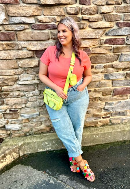 ✨SIZING•PRODUCT INFO✨
⏺ Short-Sleeve Ribbed Top - L - TTS @walmartfashion 
⏺ Foldover Waist Jeans - 17 - TTS @targetstyle 
⏺ Colorful Pom Pom Boho Shoes - TTS @temu 
⏺ Lime Green Camera Bag with Silver Chain @walmartfashion 

Ribbed shirt, top, straight leg jeans, denim, medium wash, foldover waist, Pom Pom, boho, sandals, shoes, colorful, rainbow, crossbody bag, chain, casual,  basics

#walmart #walmartfashion #walmartstyle walmart finds, walmart outfit, walmart look  #target #targetfinds #founditattarget #targetstyle #targetfashion #targetoutfit #targetlook #denimoutfit #jeansoutfit #denimstyle #jeansstyle #denim #jeans #style #inspo #fashion #jeansfashion #denimfashion #jeanslook #denimlook #jeans #outfit #idea #jeansoutfitidea #jeansoutfit #denimoutfitidea #denimoutfit #jeansinspo #deniminspo #jeansinspiration #deniminspiration  Boho, boho outfit, boho look, boho fashion, boho style, boho outfit inspo, boho inspo, boho inspiration, boho outfit inspiration, boho chic, boho style look, boho style outfit, bohemian, whimsical outfit, whimsical look, boho fashion ideas, boho dress, boho clothing, boho clothing ideas, boho fashion and style, hippie style, hippie fashion, hippie look, fringe, pom pom, pom poms, tassels, california, california style,  #boho #bohemian #bohostyle #bohochic #bohooutfit #style #fashion #sandals #springsandals #summersandals #springshoes #summershoes #flipflops #slides #summerslides #springslides #slidesandals #summer #sunmerstyle #summeroutfit #summeroutfitidea #summeroutfitinspo #summeroutfitinspiration #summerlook #summerpick #summerfashion

#under10 #under20 #under30 #under40 #under50 #under60 #under75 #under100
#affordable #budget #inexpensive #size14 #size16 #size12 #medium #large #extralarge #xl #curvy #midsize #pear #pearshape #pearshaped
budget fashion, affordable fashion, budget style, affordable style, curvy style, curvy fashion, midsize style, midsize fashion


#LTKStyleTip #LTKFindsUnder50 #LTKMidsize