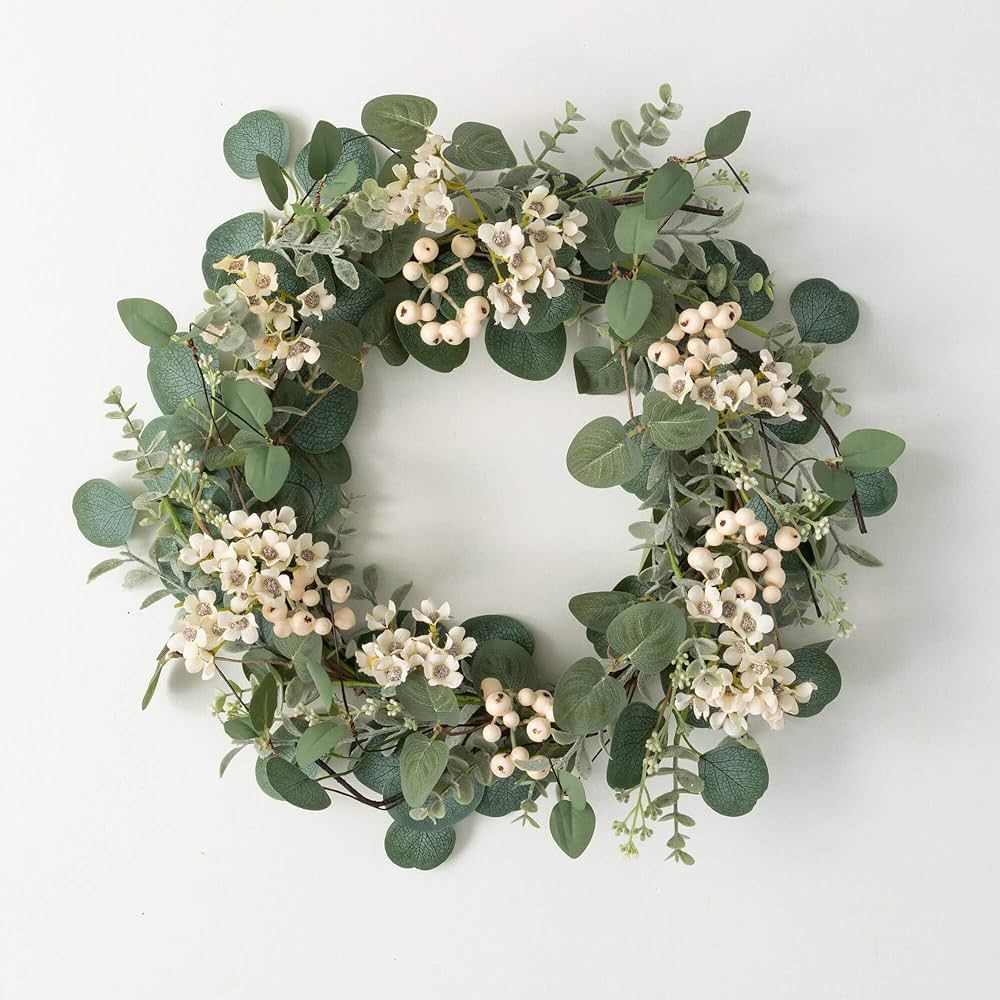 Sullivans 20 Inch Eucalyptus and Waxflower Wreath, Spring and Summer Artificial Wreath, Everyday ... | Amazon (US)