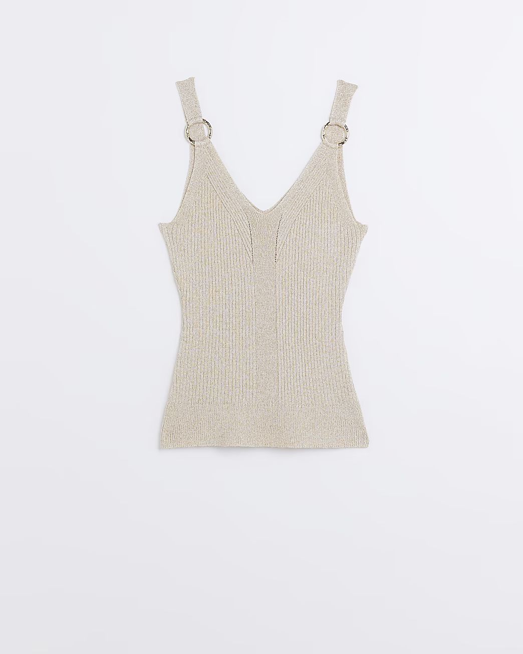 Gold ribbed knitted vest | River Island (UK & IE)
