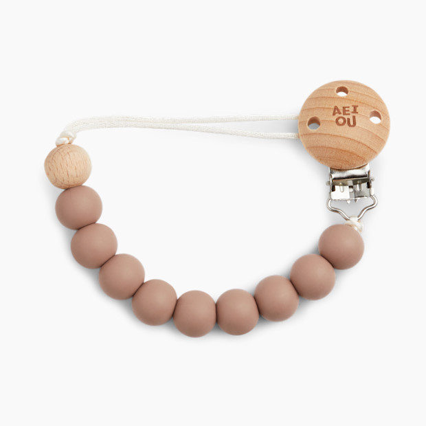 AEIOU Silicone Pacifier Clip in Clay | Babylist