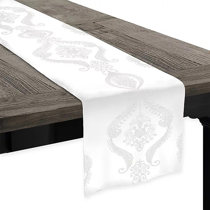 Softline Kendra Embroidered Table Runner in White | Bed Bath & Beyond | Bed Bath & Beyond