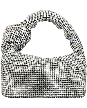 UMREN Bling Full Glitter Knotted Handbag for Women Crystal Rhinestone Hobo Dumpling Bag Diamond E... | Amazon (US)