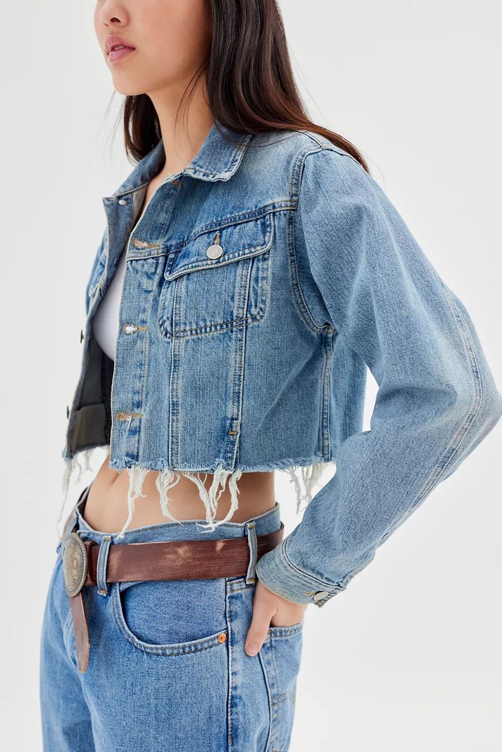 Urban Renewal Remade Raw Cropped Fit Denim Jacket | Urban Outfitters (US and RoW)