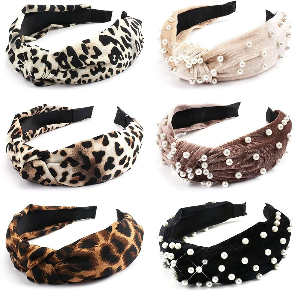 TOBATOBA 6 Pack Women Headbands Wide Knot Dot Hairbands Turban Headbands for Women, Include 3 Pcs Le | Amazon (US)