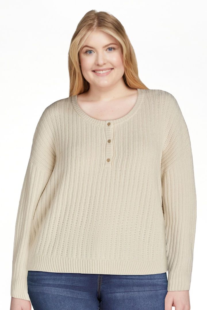 No Boundaries Henley Sweater, Women's | Walmart (US)