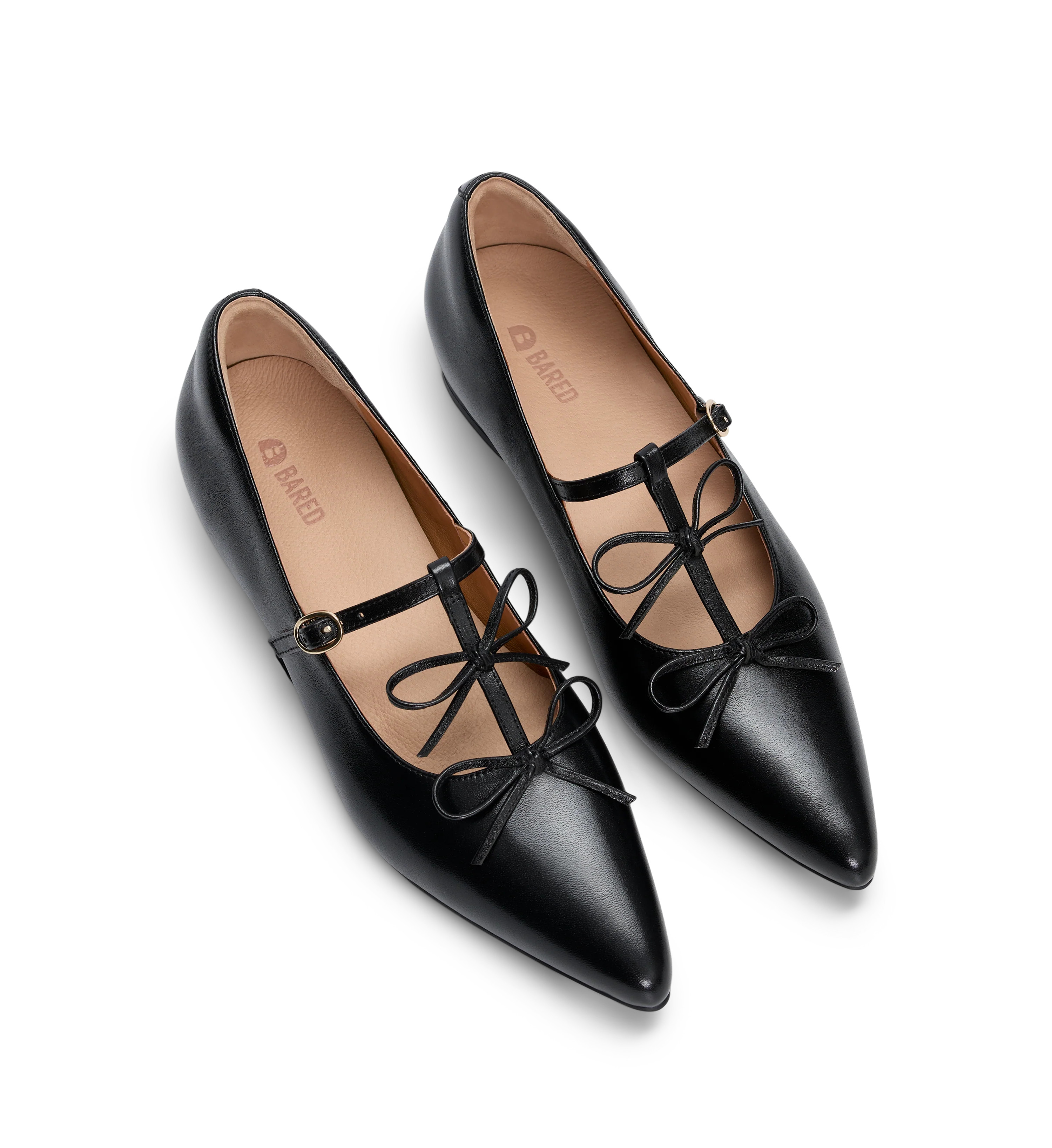 Cockatiel Black Leather Corporate Flats | Bared Footwear | Bared Footwear
