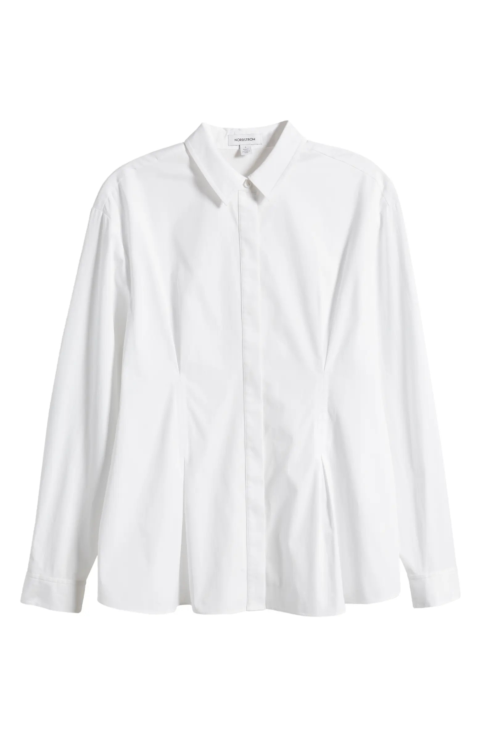 Nordstrom Pleat Detail Cotton Poplin Button-Up Shirt | Nordstrom | Nordstrom