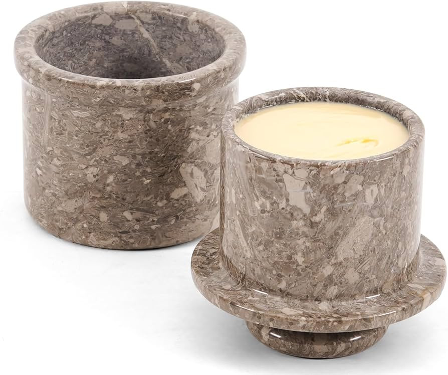 Marble Butter Keeper with Lid Handmade Oceanic French Butter Crock for Countertop, 4.25” Butter... | Amazon (US)