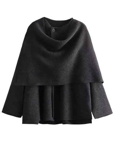 Kissonic Women's Oversized Scarf Jacket Shawl Wraps Knit Long Sleeve Button Winter Peacoat(Grey-Medium) | Amazon (US)
