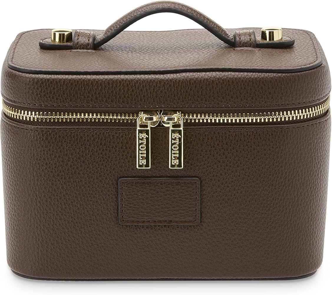 ETOILE - Mini Vanity Case Espresso - Stylish Travel Makeup Bag Organizer With Removable Dividers | Amazon (US)