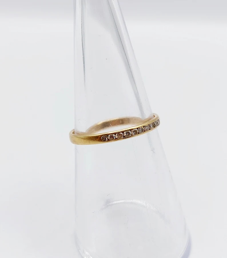 French Half Eternity Band 18k Gold Set With 10 Small Diamonds in Rail Settings, Vintage Art Deco ... | Etsy (US)