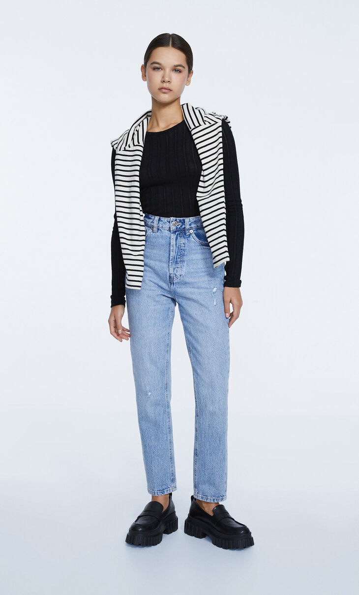 Mom jeans - Women's Jeans | Stradivarius United Kingdom | Stradivarius (UK)