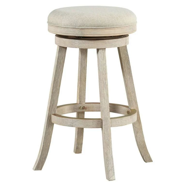 Boraam Fenton 29" Backless Wood Swivel Bar Stool, Ivory Wire-Brush | Walmart (US)