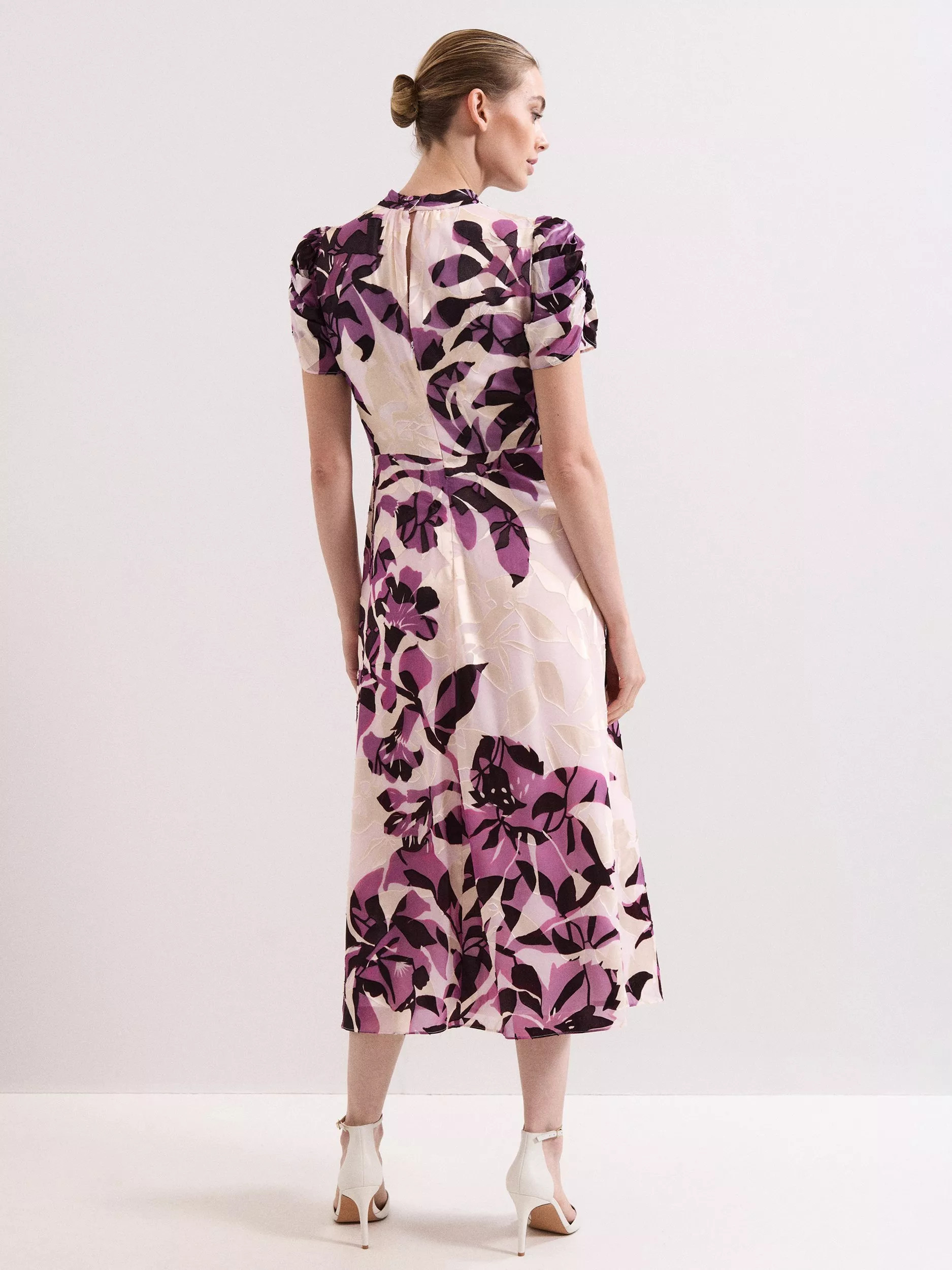Phase Eight Tilly Floral Burnout Midi Dress, Cream | John Lewis (UK)