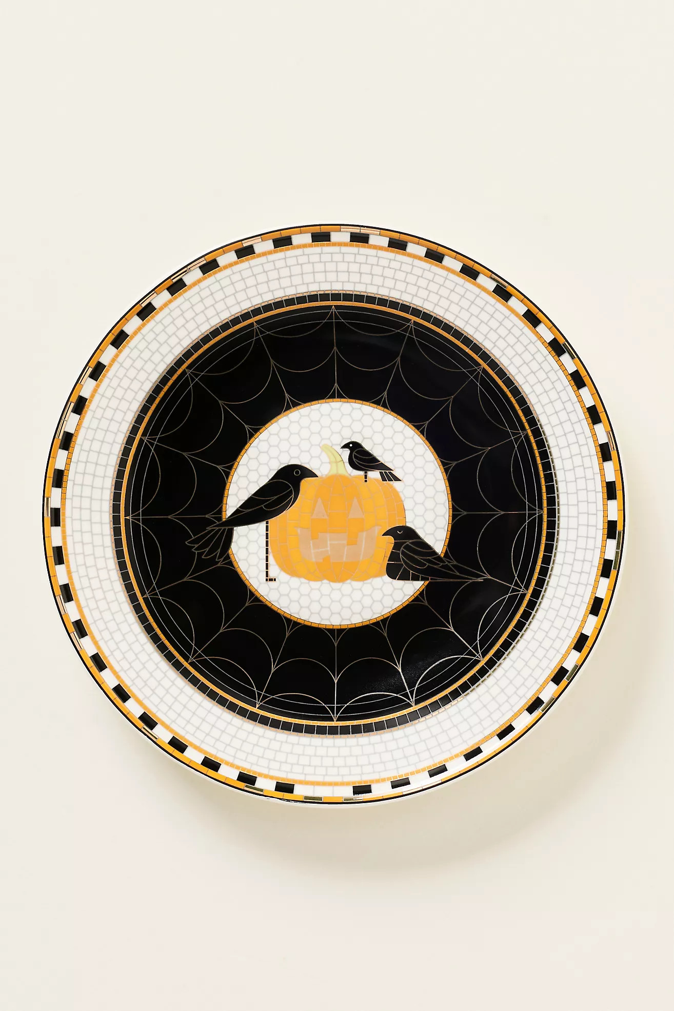 Bistro Tile Stoneware 24k Gold Accent Halloween Dessert Plate | Anthropologie (US)