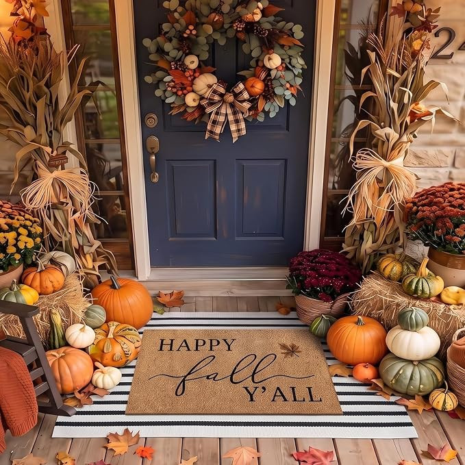 2 Pcs Fall Front Door Mats, Fall Welcome Outdoor Rug, Non Slip | Amazon (US)