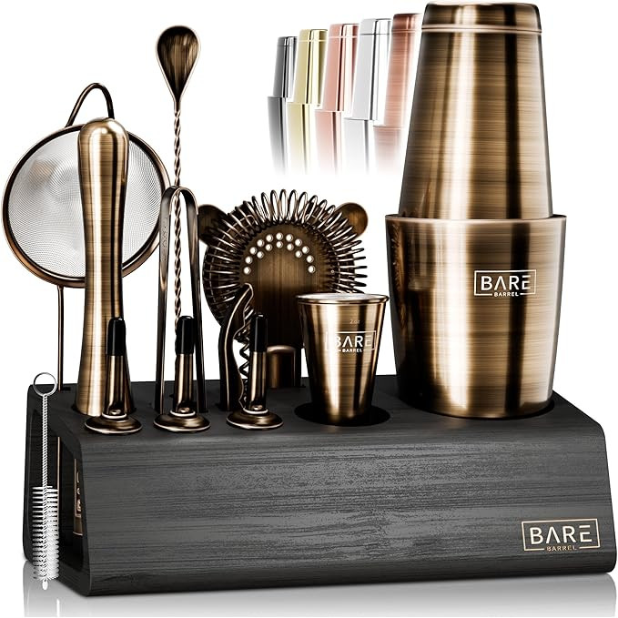 BARE BARREL® Mixology Bartender Kit Bar Set | 14-Piece Cocktail Shaker Set | Martini Barware Mix... | Amazon (US)