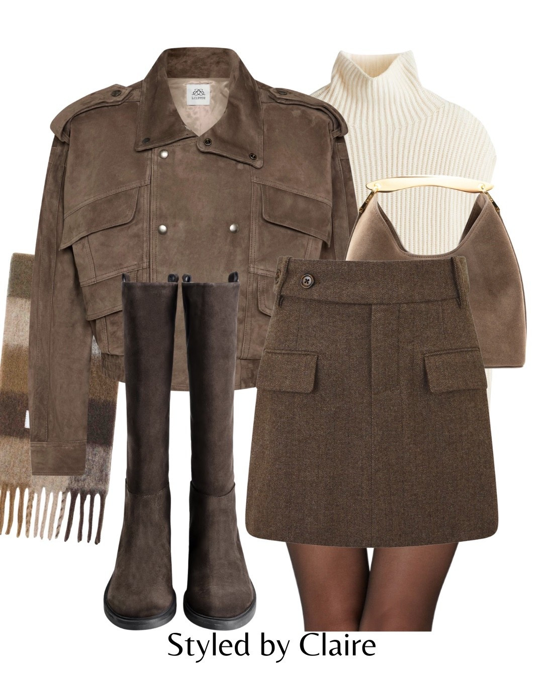 BROWN SUEDE🤎
Tags: odd muse tweed herringbone mini skirt pocket detail ribbed turtleneck H&M cos knee high boots flat Elleme boomerang taupe gold hand shoulder bag statement jacket l.cupinni wool scarf fashion autumn winter transitional inspo outfit ideas city break cool girl style chic women 

#LTKstyletip #LTKautumn #LTKshoes