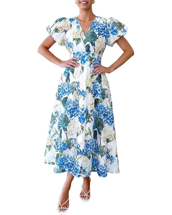 Flessibili Womens Summer Floral Maxi Dress Wedding Guest Party Long Dresses 2026 | Amazon (US)