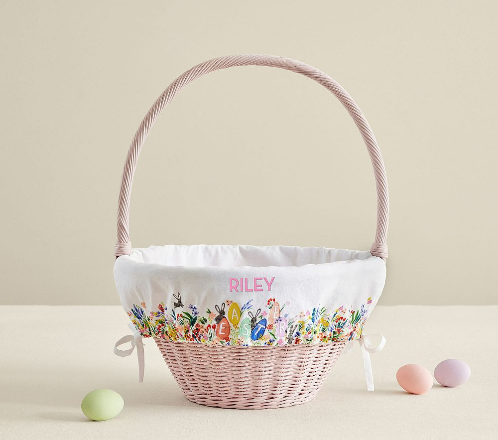 Rifle Paper Co. Landscape Sabrina Pink Easter Basket & Liner Large Bundle | Pottery Barn Kids