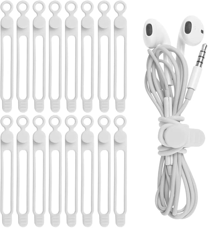 Nearockle 16Pcs Silicone Cable Straps Wire Organizer for Bundling Earphone, Phone Charger, Comput... | Amazon (US)