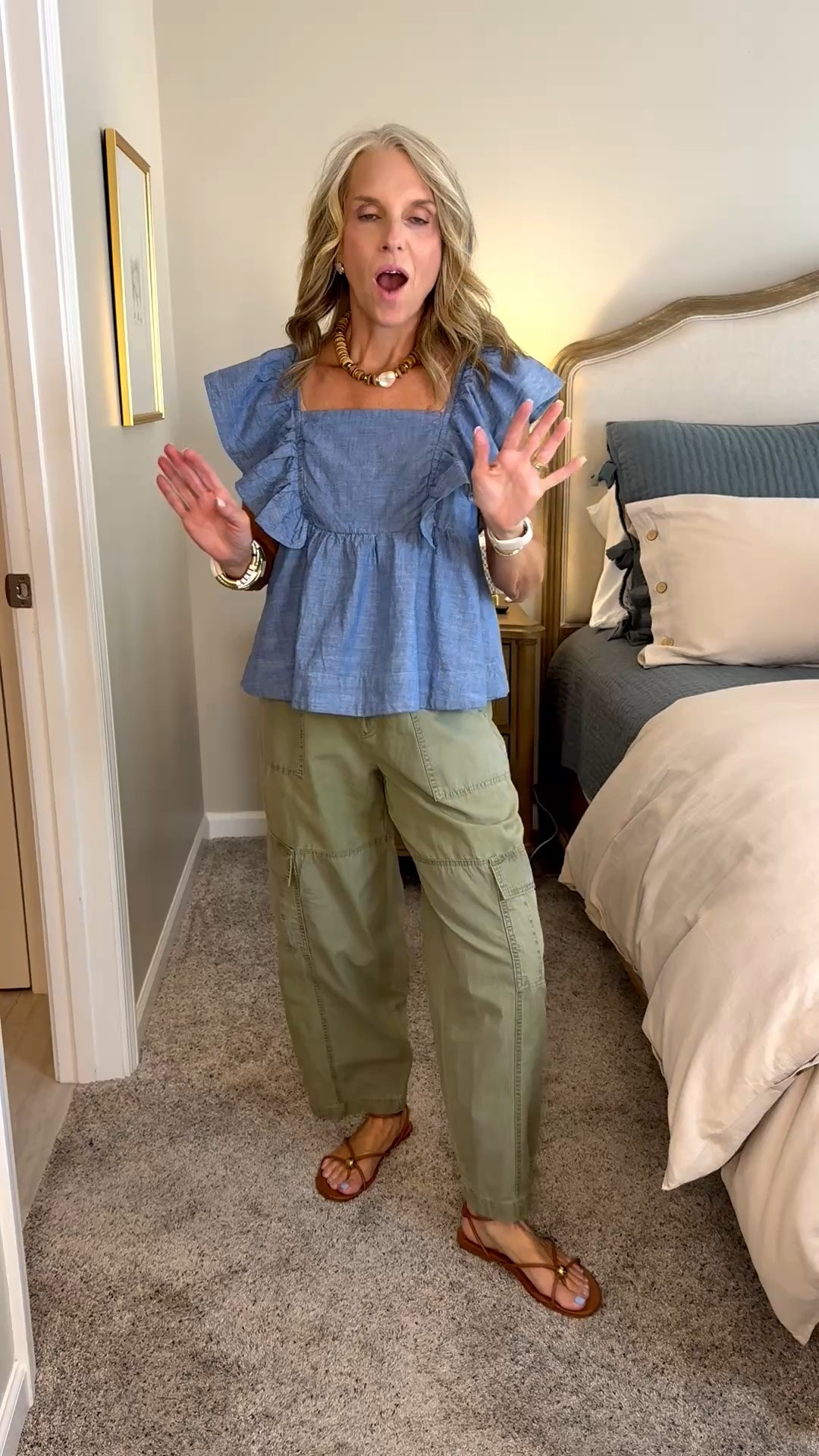 Wearing XS top and 2 pants. Sooo cute. The pants will be great going into fall and the top will be super cute with white anything. 
Use COAST25 on necklace and COAST20 on bracelets

#LTKootd #LTKOver40 #LTKgrwm