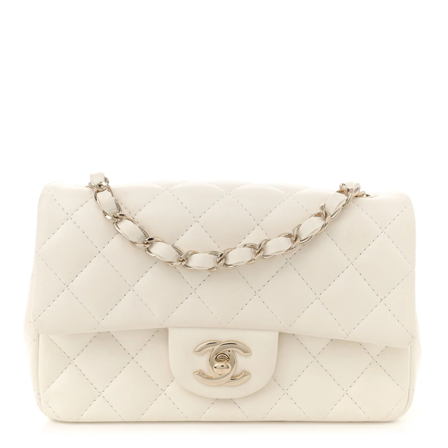 Lambskin Quilted Mini Rectangular Flap White | FASHIONPHILE (US)
