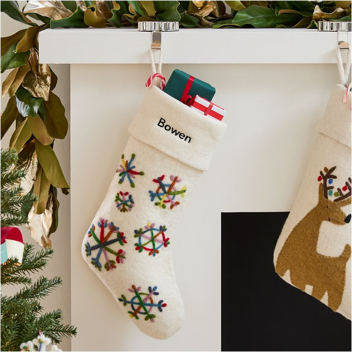 Felt Multicolor Snowflake Stocking | West Elm (US)