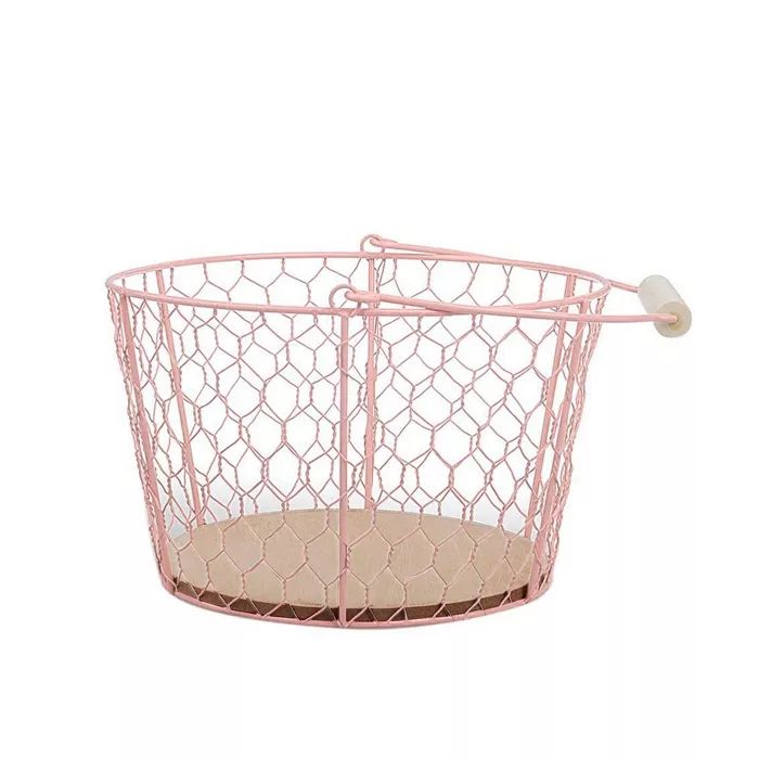 Metal Wire Decorative Basket with Wood Bottom Pink - Spritz™ | Target