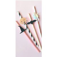 Pink Halloween. Pastel Modern Holographic Ghost. Halloween Straws. Happy Boo Day. Paper Straws | Etsy (US)