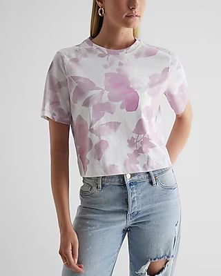 Skimming Floral Crew Neck Boxy Tee | Express