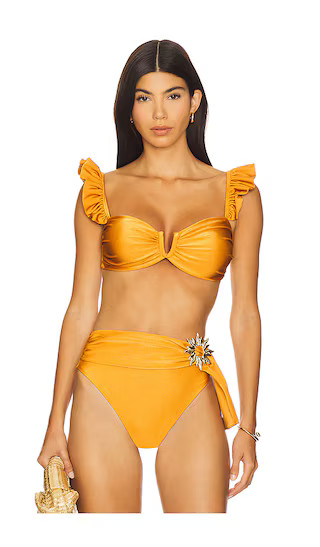 Lagoa Lycra Flutter Bikini Top in Orange | Revolve Clothing (Global)