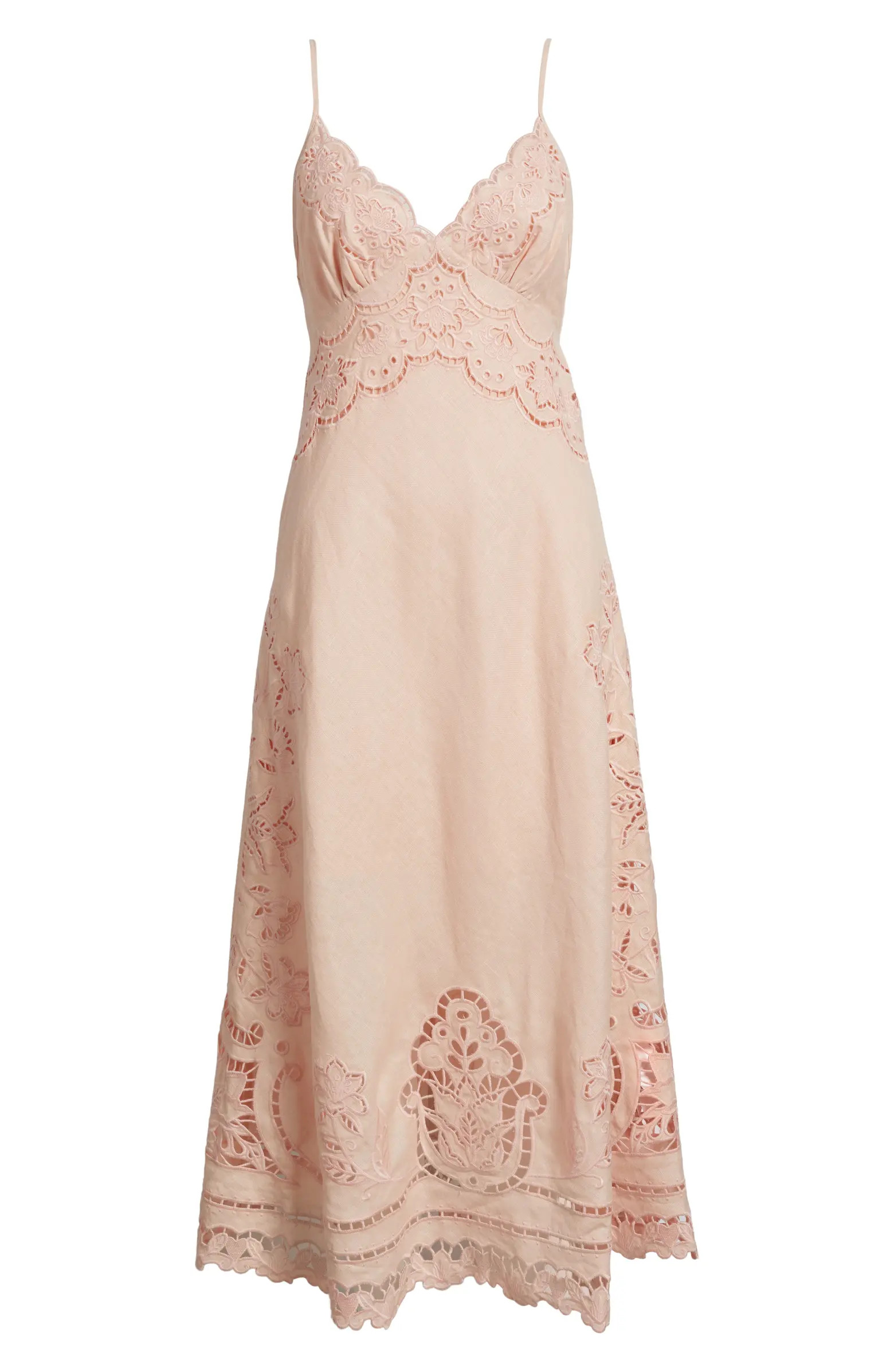 Richelieu Floral Embroidery Linen Slipdress | Nordstrom