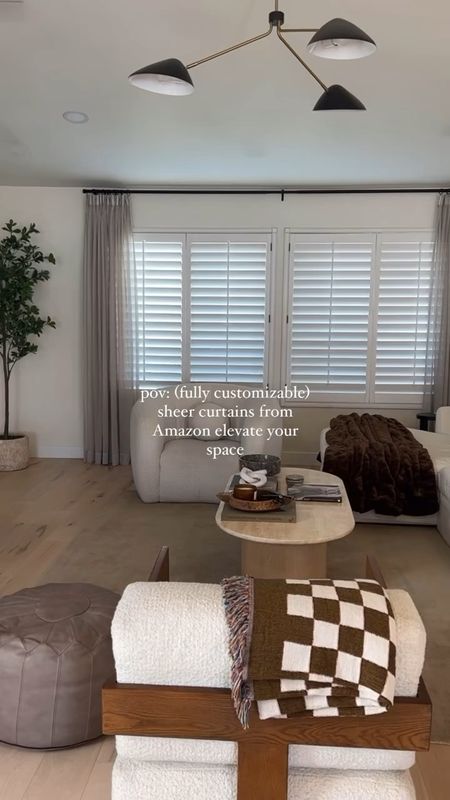 Found fully customizable curtains on Amazon for a fraction of the price. Seller will message you to confirm sizing once you order. For reference: I got the sheer curtains in color camel.🤎 #amazonfinds #organicmodern #livingroom #curtains #interiordecor #decor