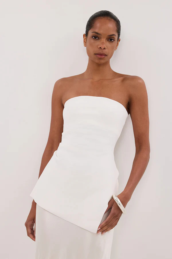 LUKE OFF WHITE LONGLINE BANDEAU TOP | DISSH