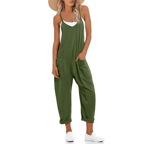 One Piece Jumpsuits for Women Casual Sleeveless Spaghetti Strap Rompers Summer Overalls Beach Vac... | Amazon (US)